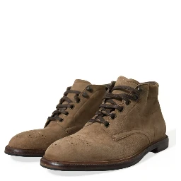 Brown Leather Lace Up Ankle Boots Shoes