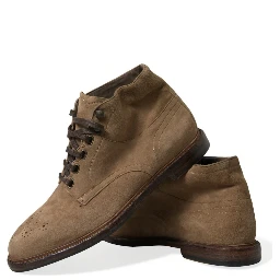 Brown Leather Lace Up Ankle Boots Shoes