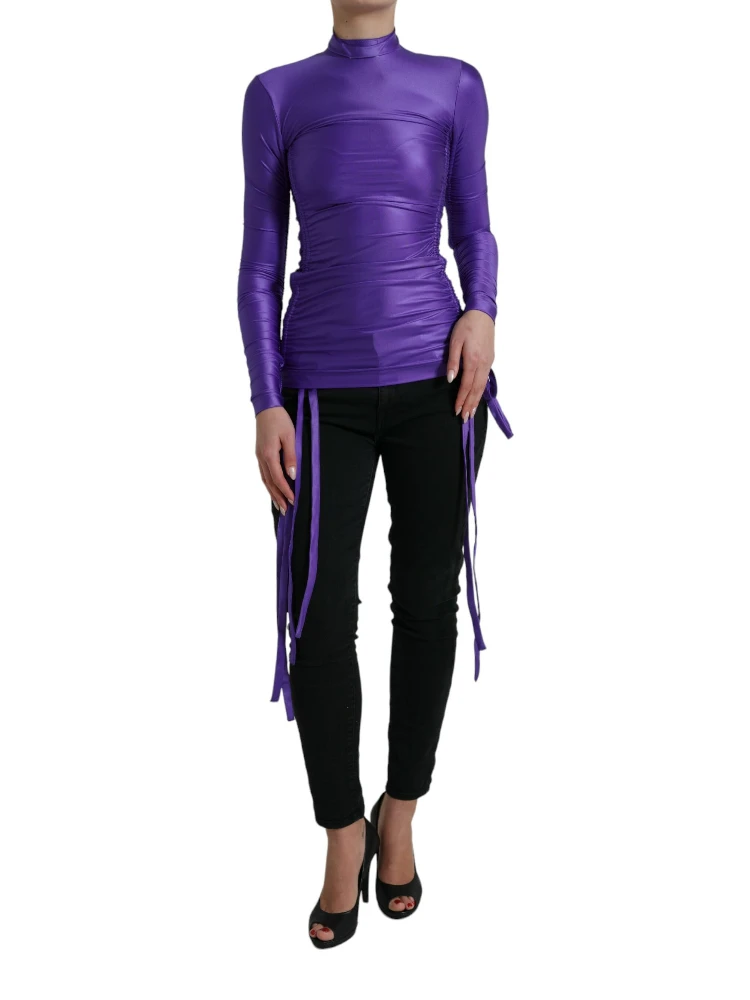 Purple Nylon Stretch Slim Long Sleeves Top alternative