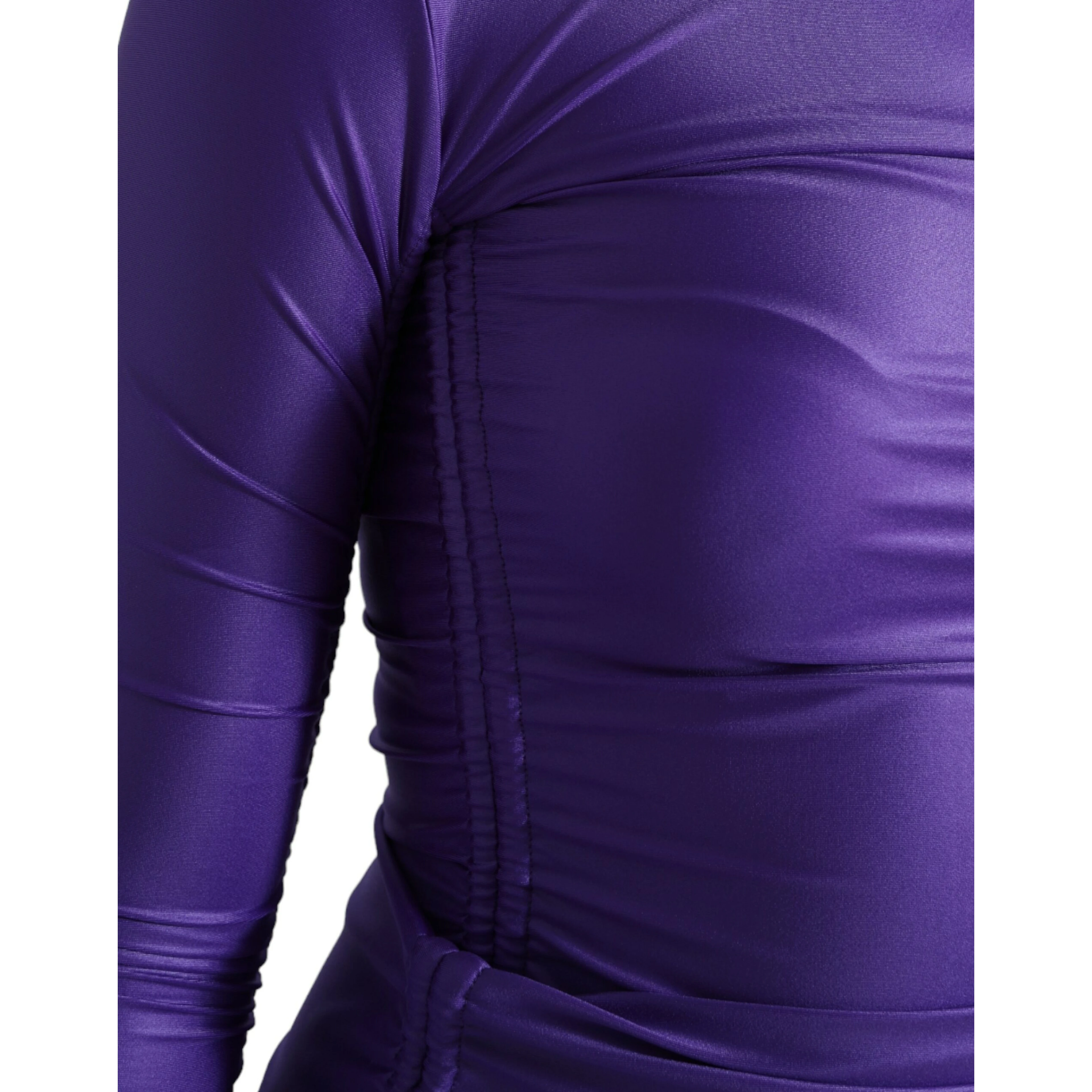 Purple Nylon Stretch Slim Long Sleeves Top