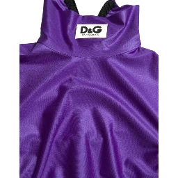 Purple Nylon Stretch Slim Long Sleeves Top