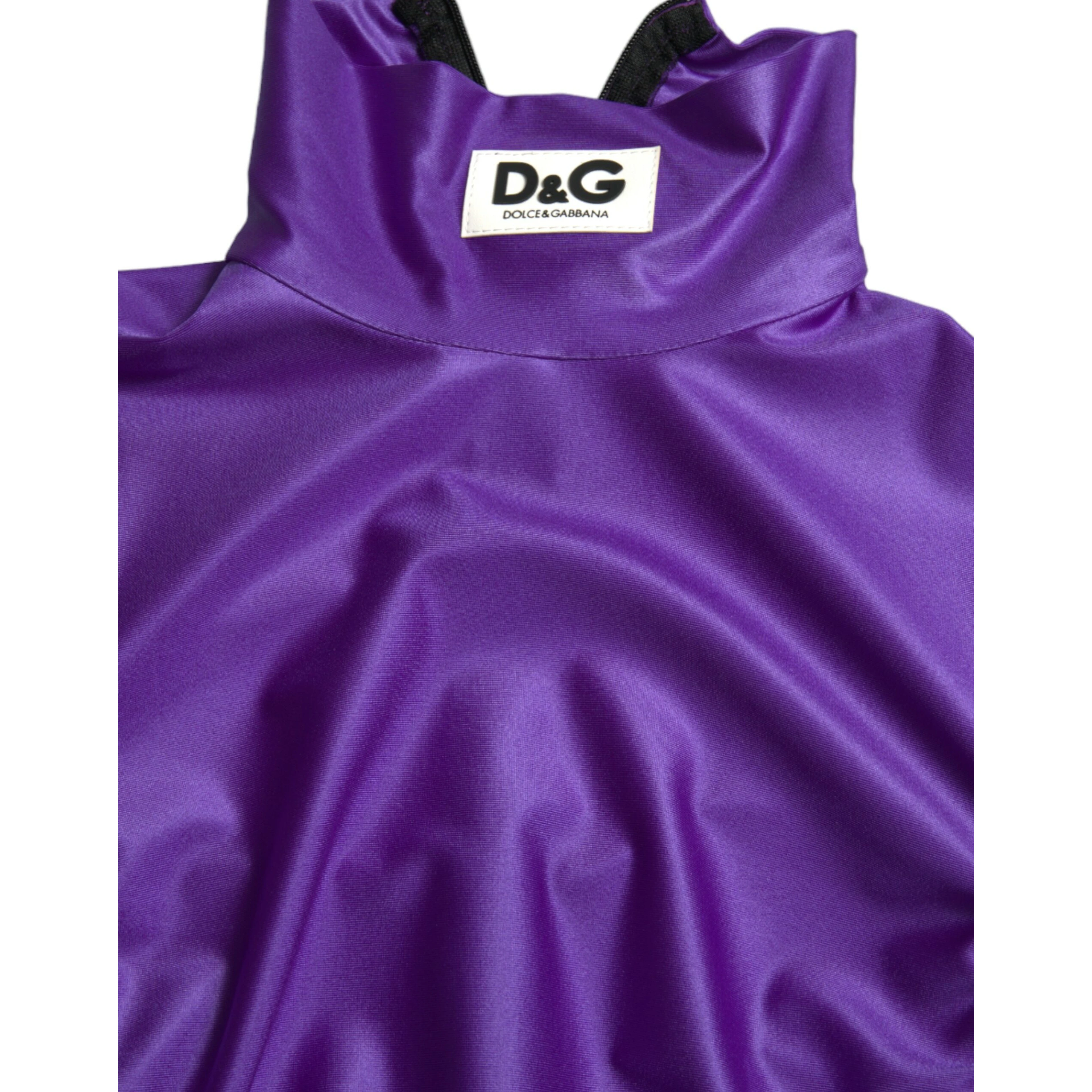 Purple Nylon Stretch Slim Long Sleeves Top