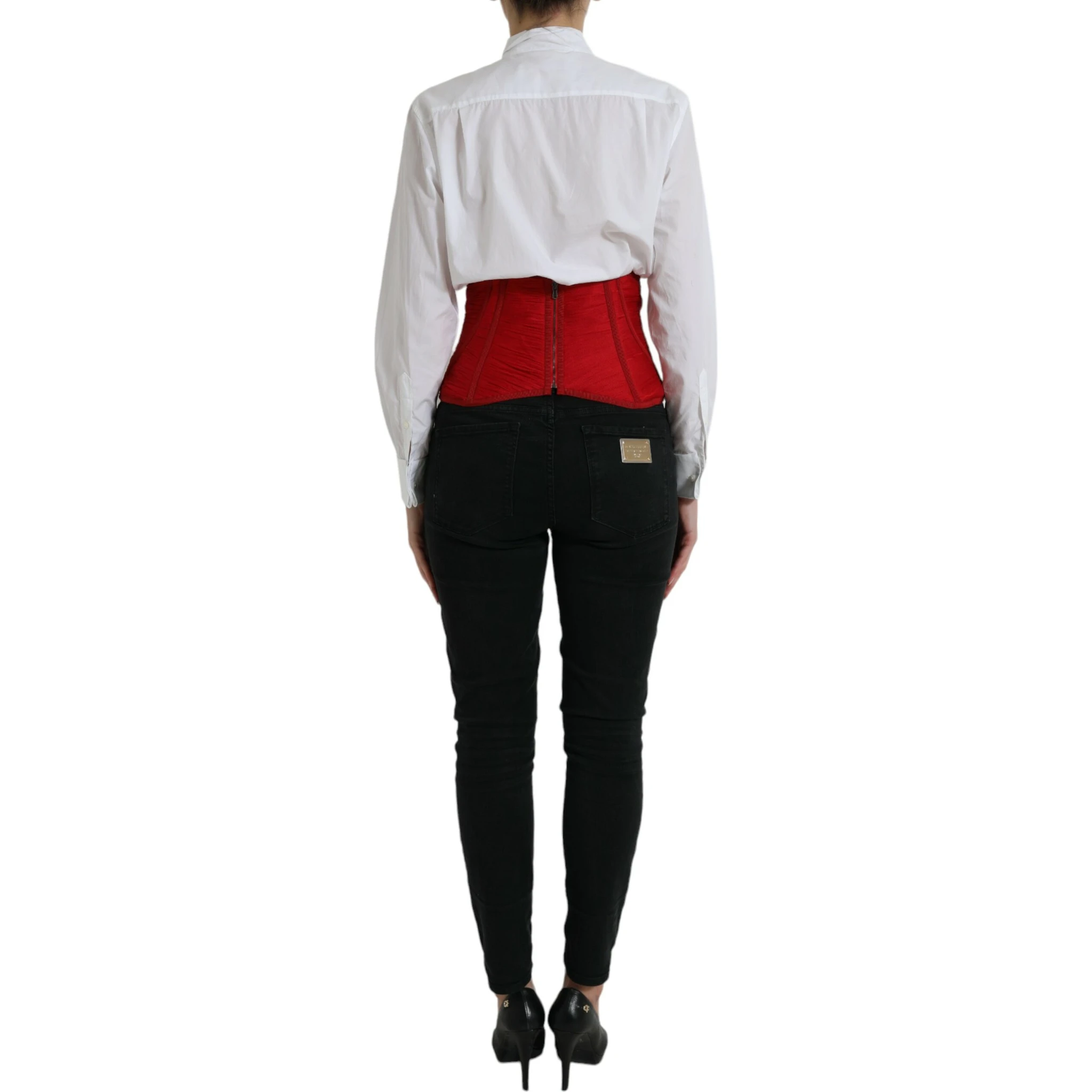 Red Silk Belt Waist Lace Up Strap Corset