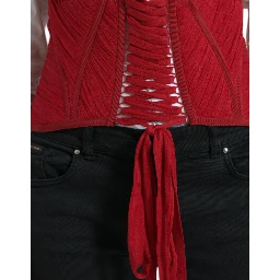 Red Silk Belt Waist Lace Up Strap Corset
