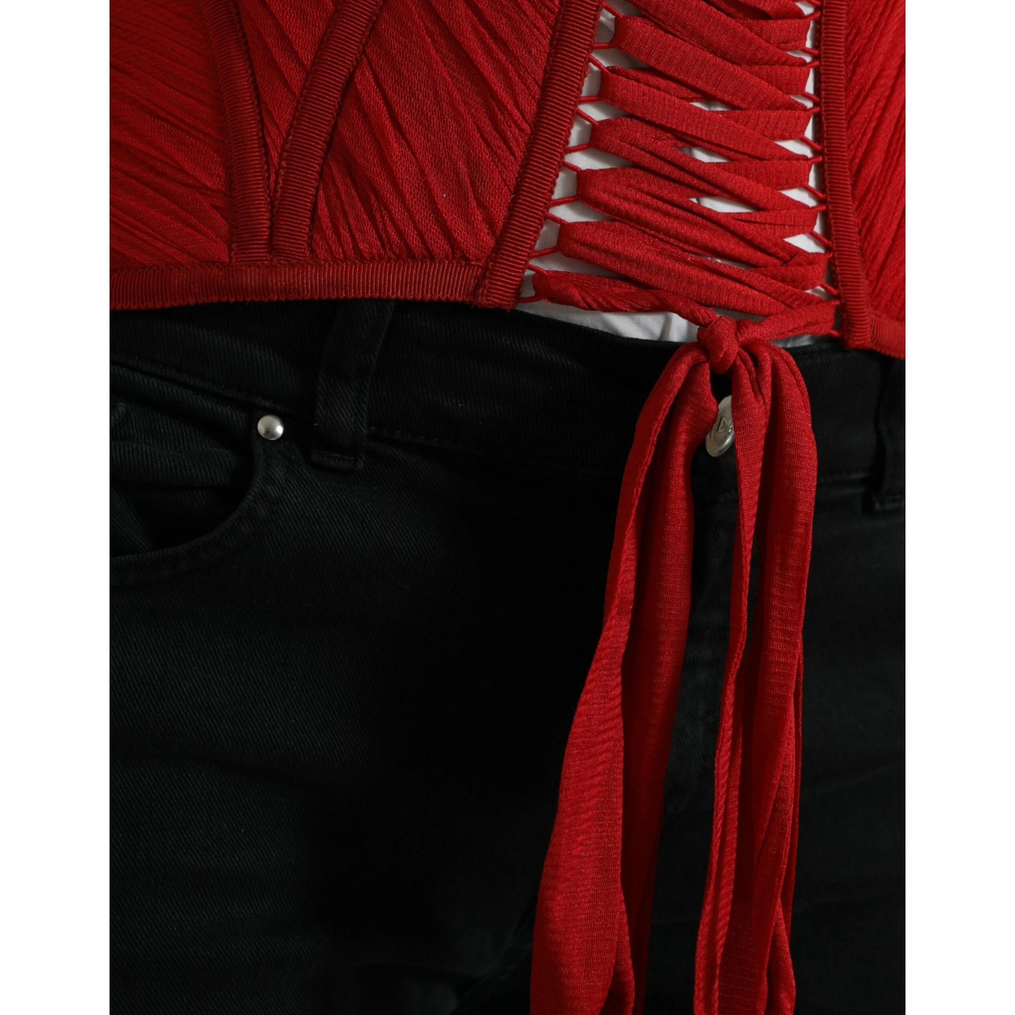 Red Silk Belt Waist Lace Up Strap Corset