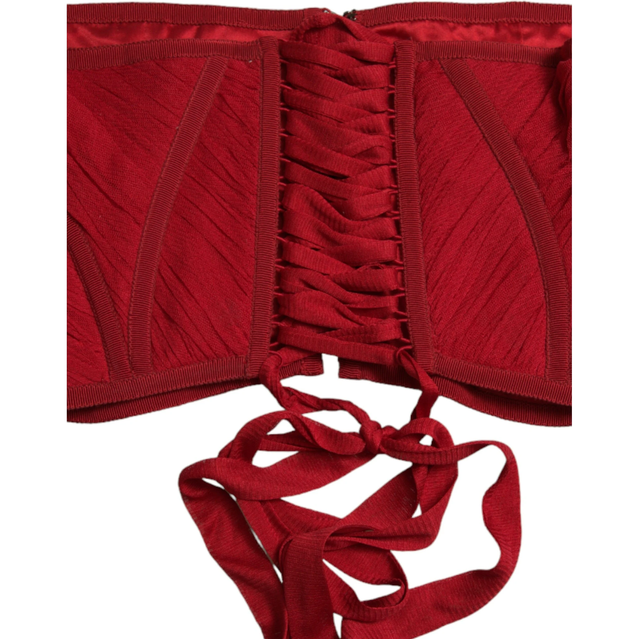 Red Silk Belt Waist Lace Up Strap Corset