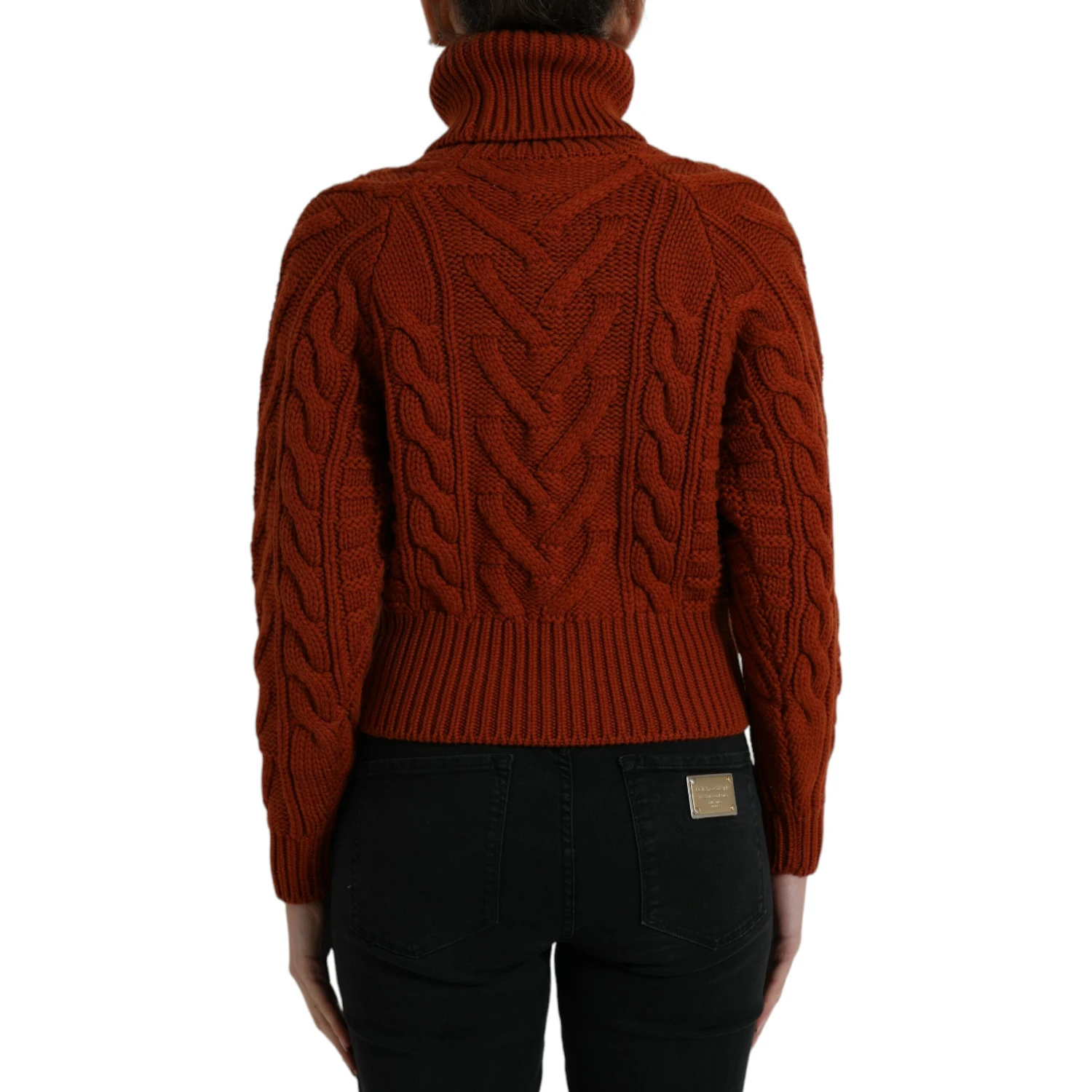 Brown Wool Knit Turtleneck Pullover Sweater