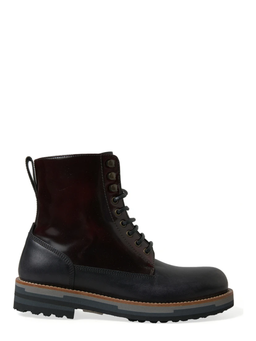 Black Leather Military Combat Boots Shoes