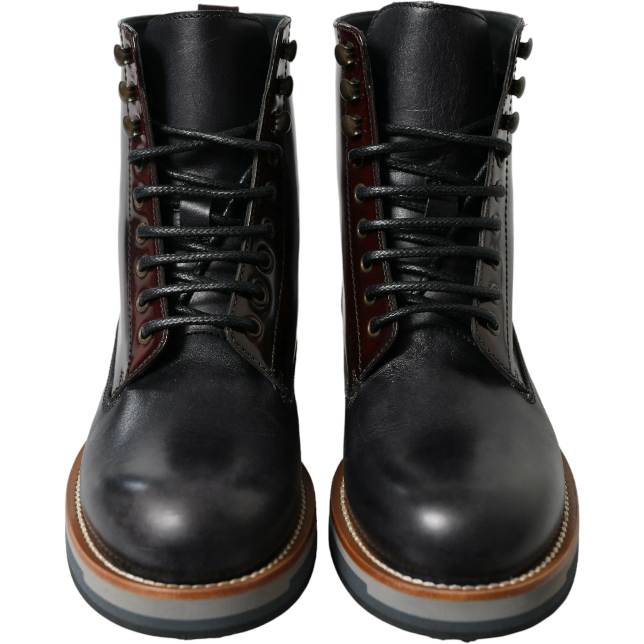 Black Leather Military Combat Boots Shoes