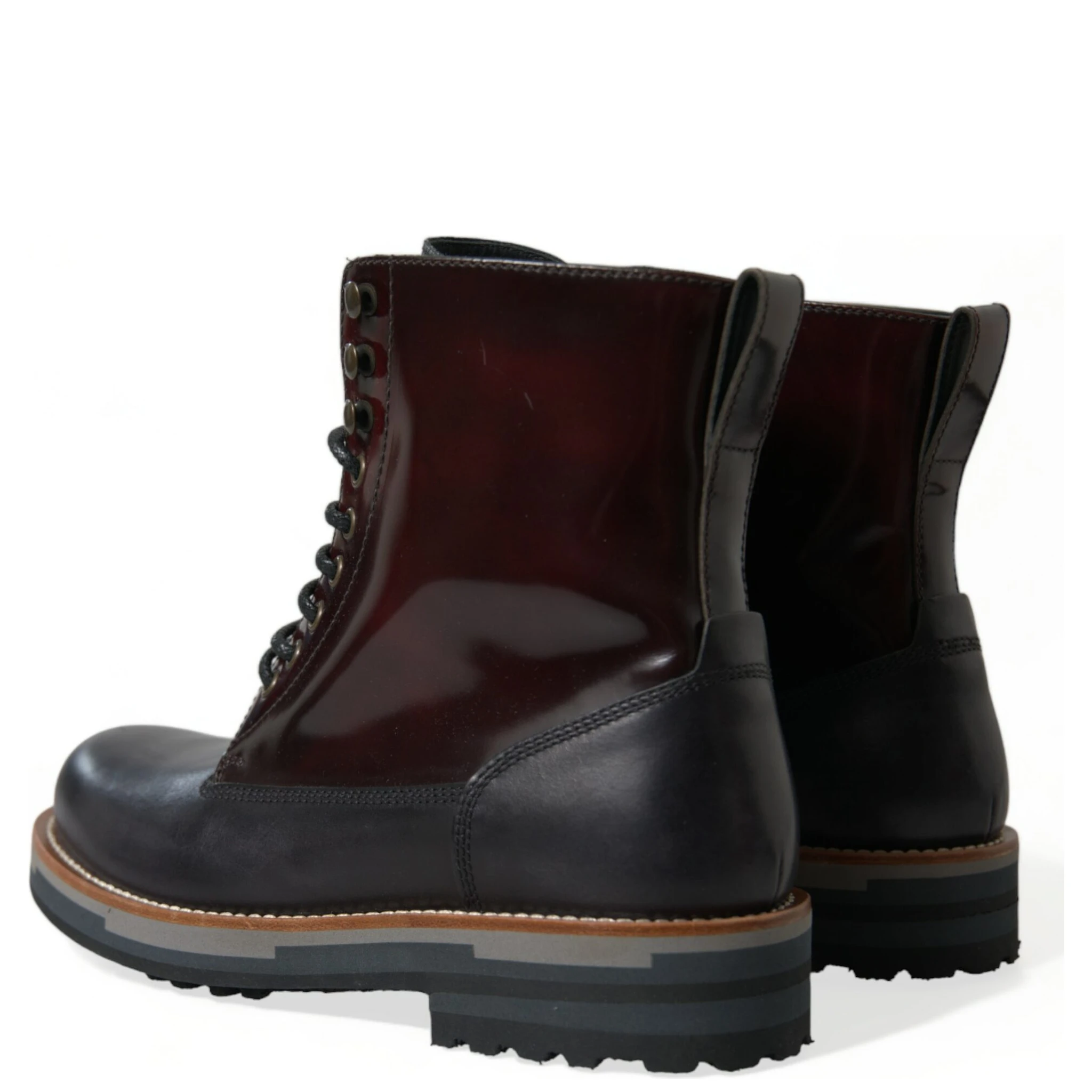 Black Leather Military Combat Boots Shoes