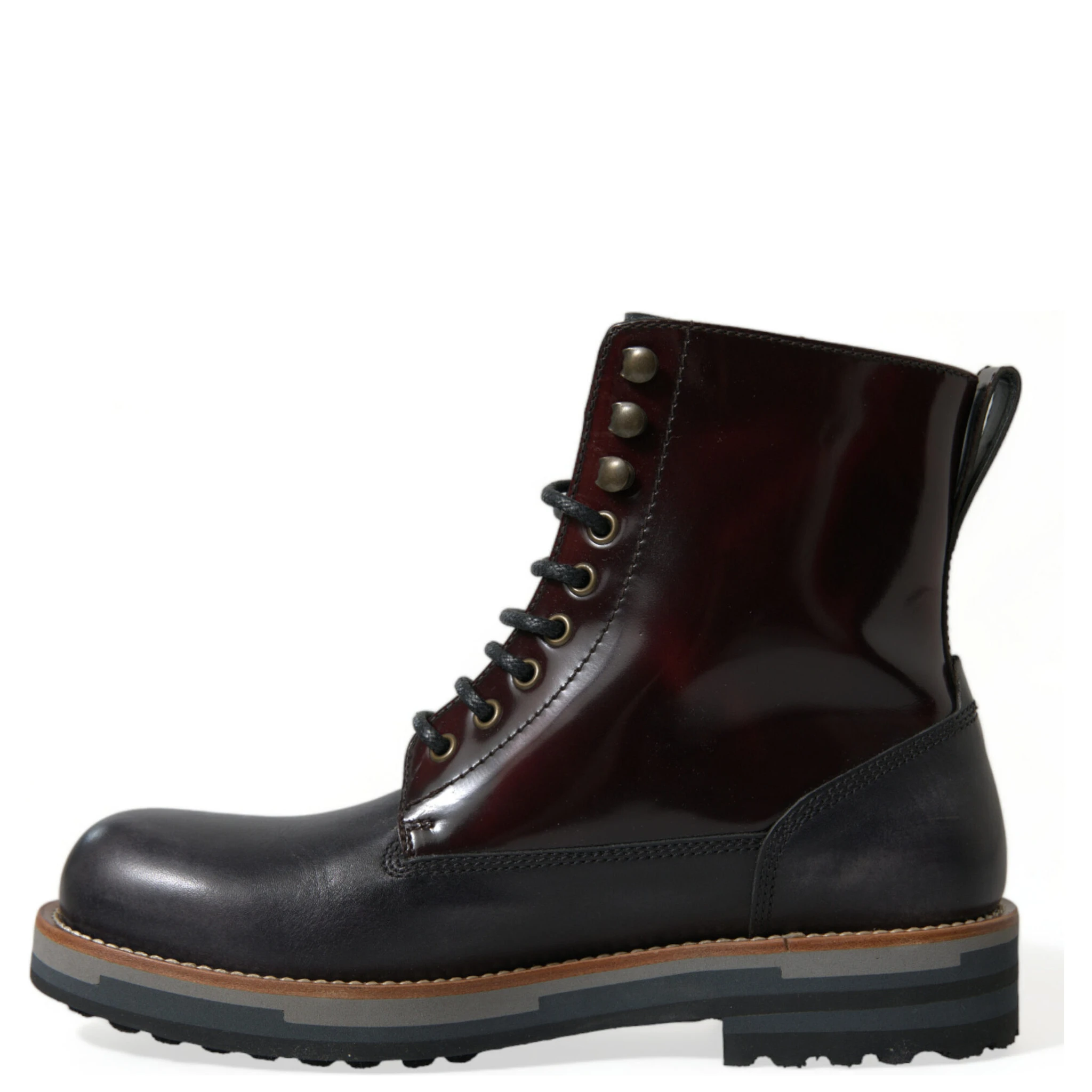 Black Leather Military Combat Boots Shoes
