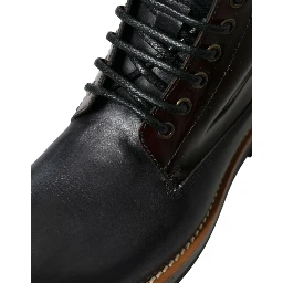 Black Leather Military Combat Boots Shoes