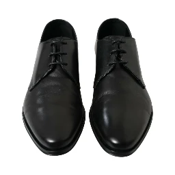 Black Leather Lace Up Formal Derby Dress Shoes