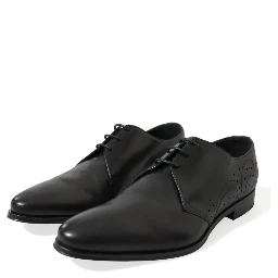 Black Leather Lace Up Formal Derby Dress Shoes