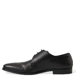 Black Leather Lace Up Formal Derby Dress Shoes