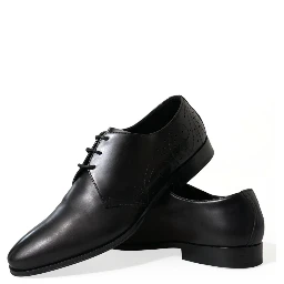 Black Leather Lace Up Formal Derby Dress Shoes