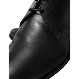 Black Leather Lace Up Formal Derby Dress Shoes