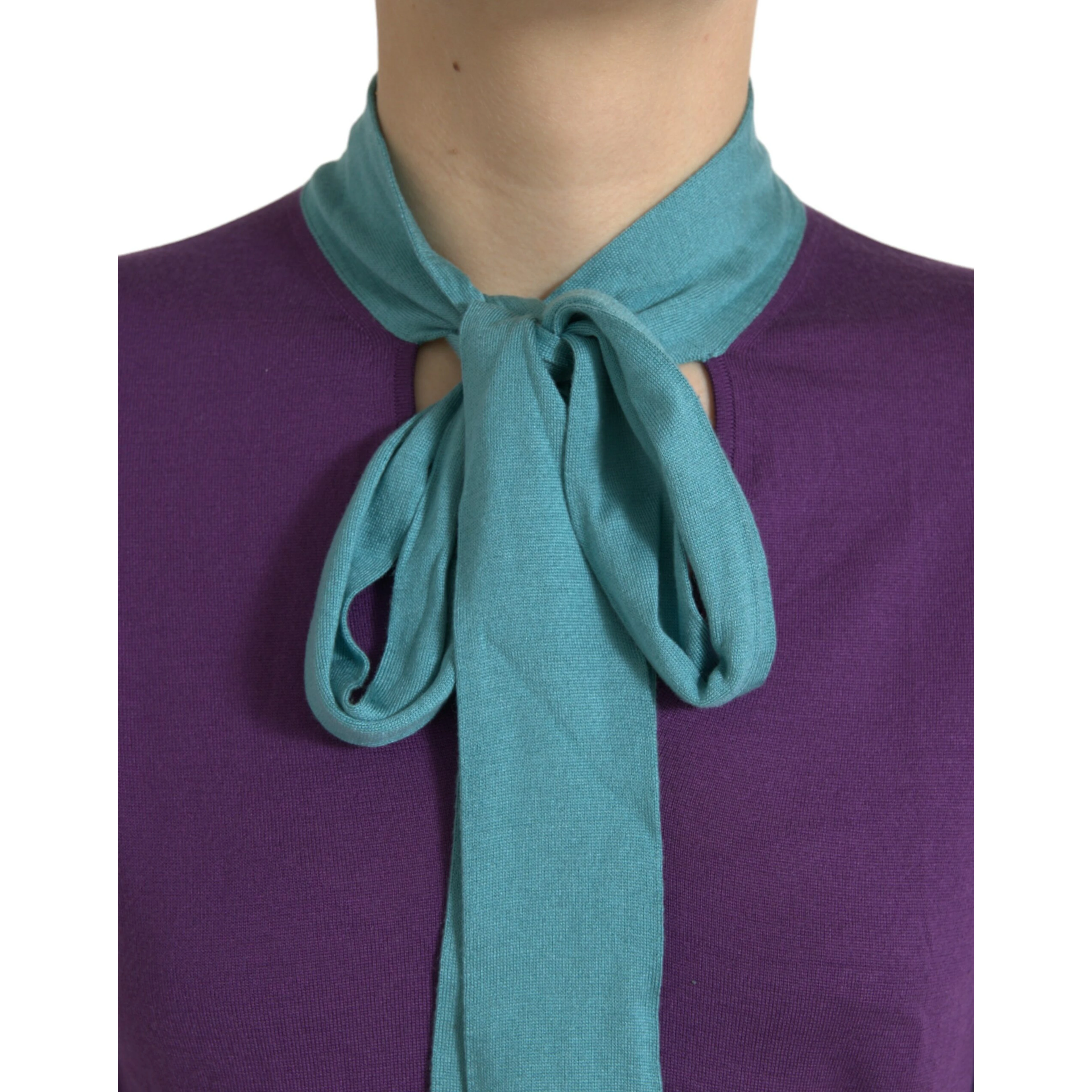 Multicolor Bow Fastening Pullover Sweater