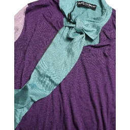 Multicolor Bow Fastening Pullover Sweater
