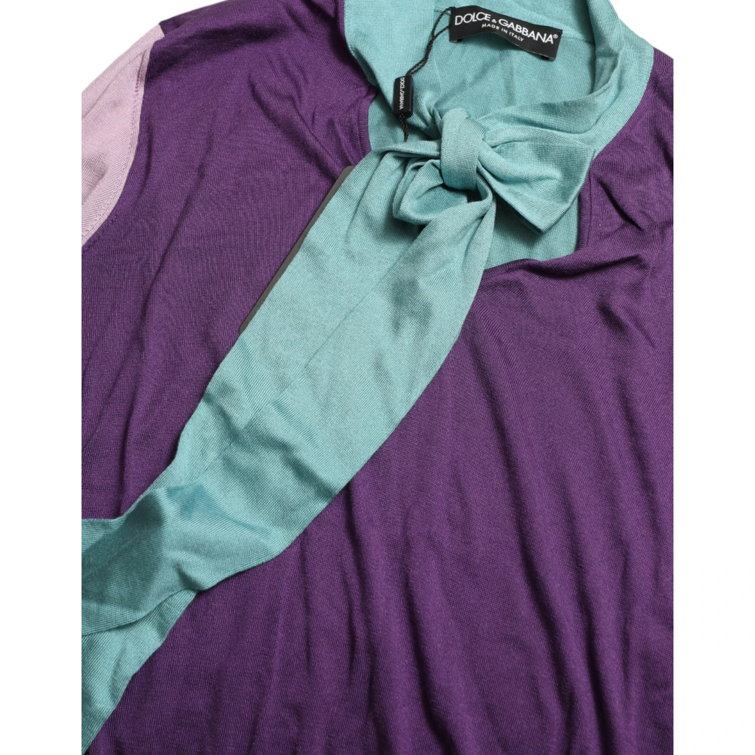 Multicolor Bow Fastening Pullover Sweater