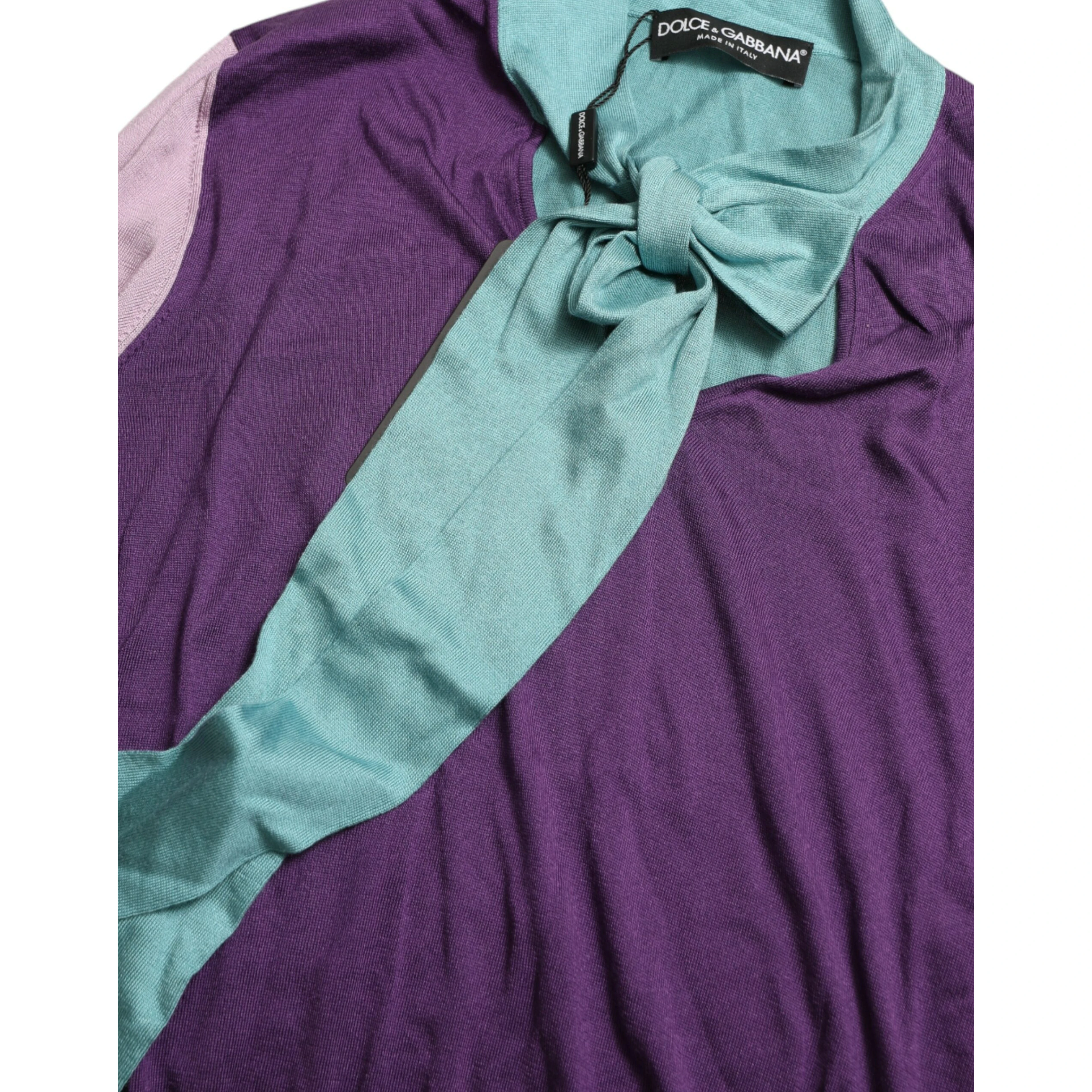 Multicolor Bow Fastening Pullover Sweater