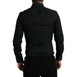 Black Cotton Stretch Slim Formal Dress Shirt
