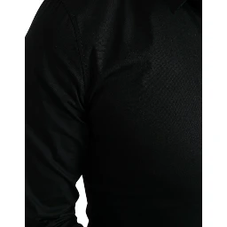 Black Cotton Stretch Slim Formal Dress Shirt