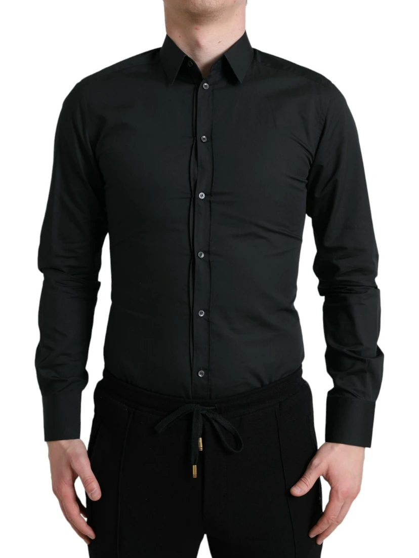 Black Cotton Silk Formal GOLD Dress Shirt