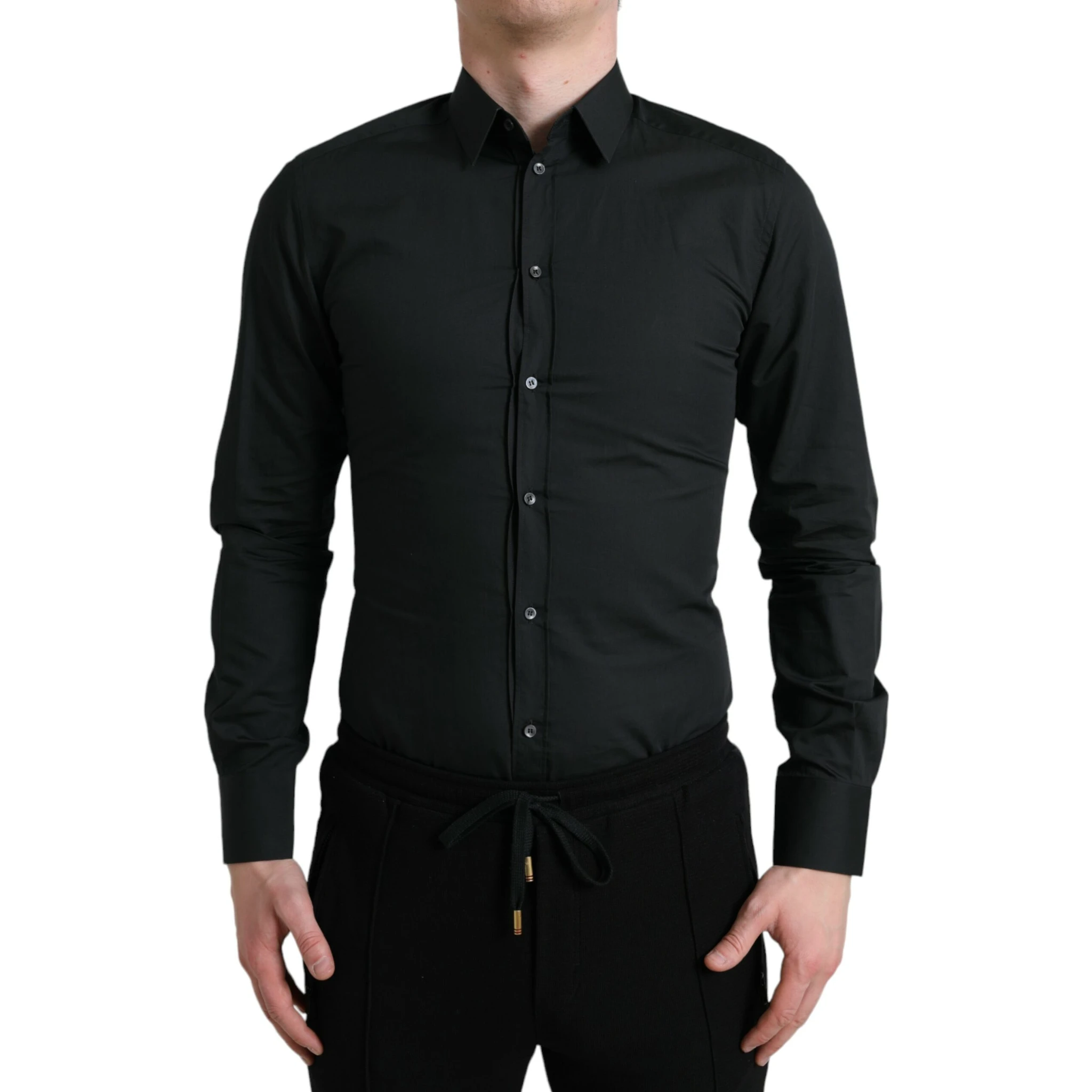 Black Cotton Silk Formal GOLD Dress Shirt