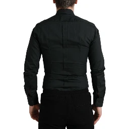 Black Cotton Silk Formal GOLD Dress Shirt