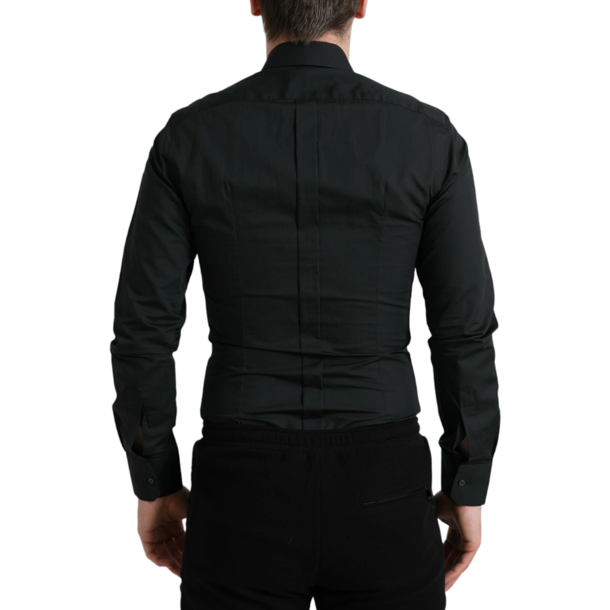 Black Cotton Silk Formal GOLD Dress Shirt