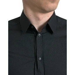 Black Cotton Silk Formal GOLD Dress Shirt
