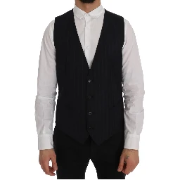 Black Staff Wool Striped Vest In Gray