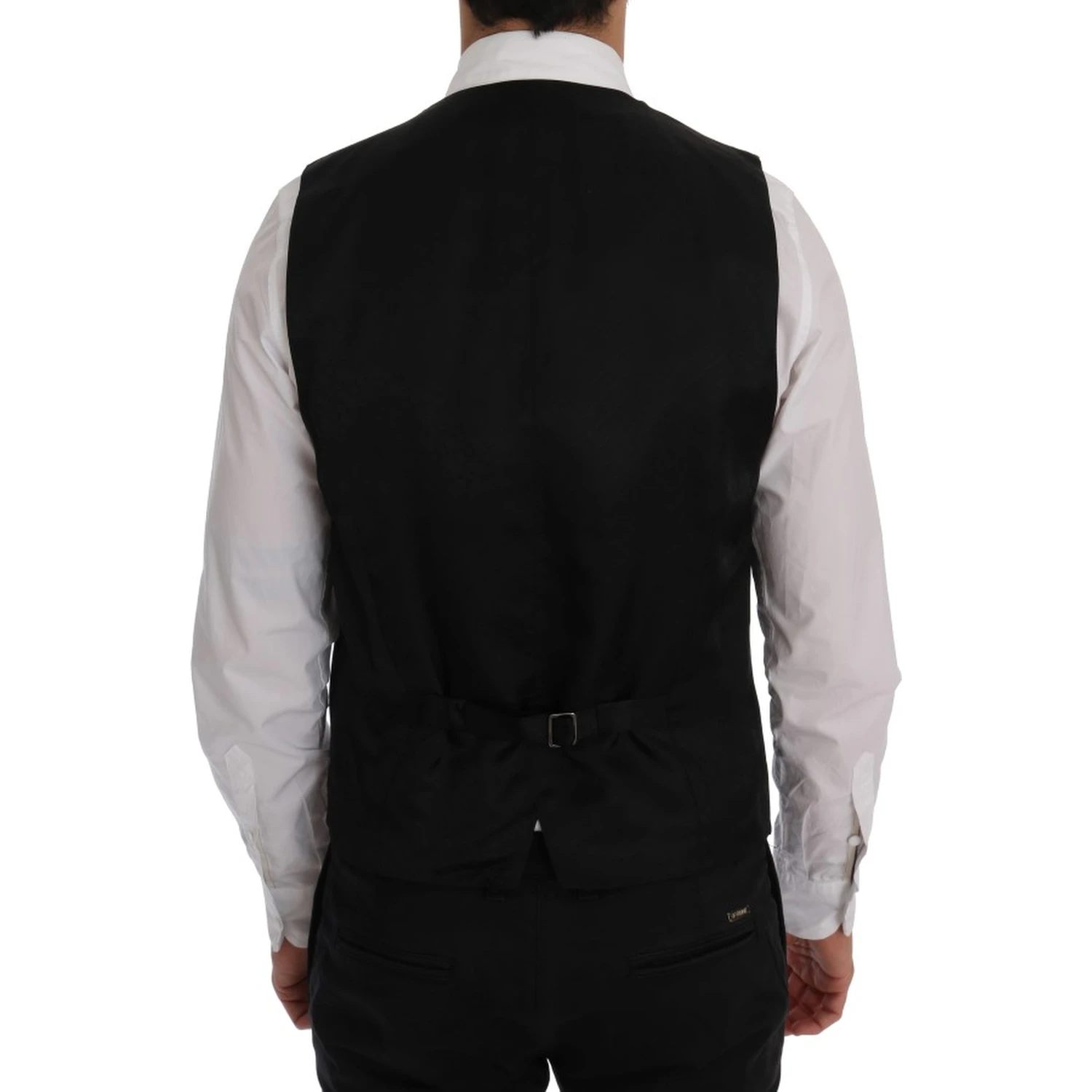Black Staff Wool Striped Vest In Gray