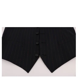 Black Staff Wool Striped Vest In Gray