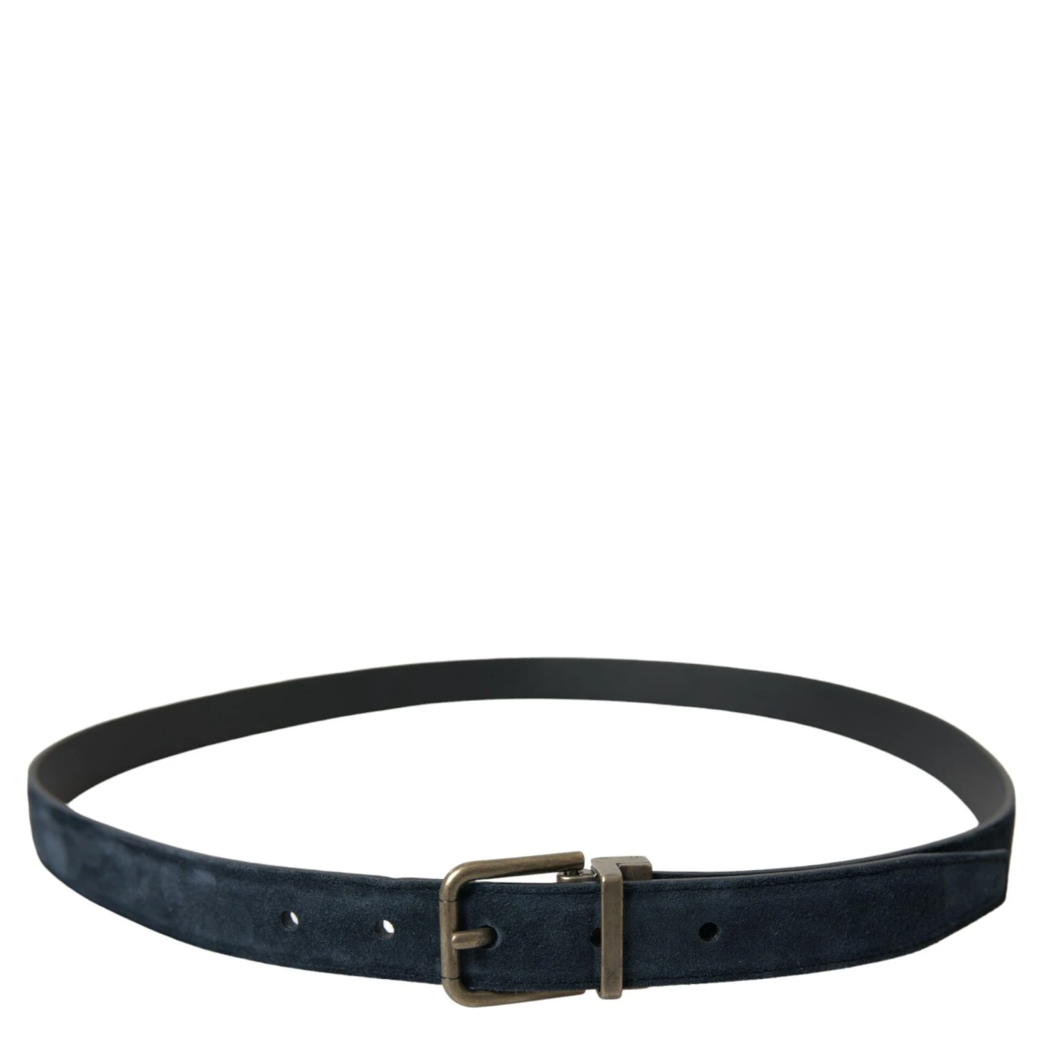 Blue Suede Leather Gold Metal Buckle Belt