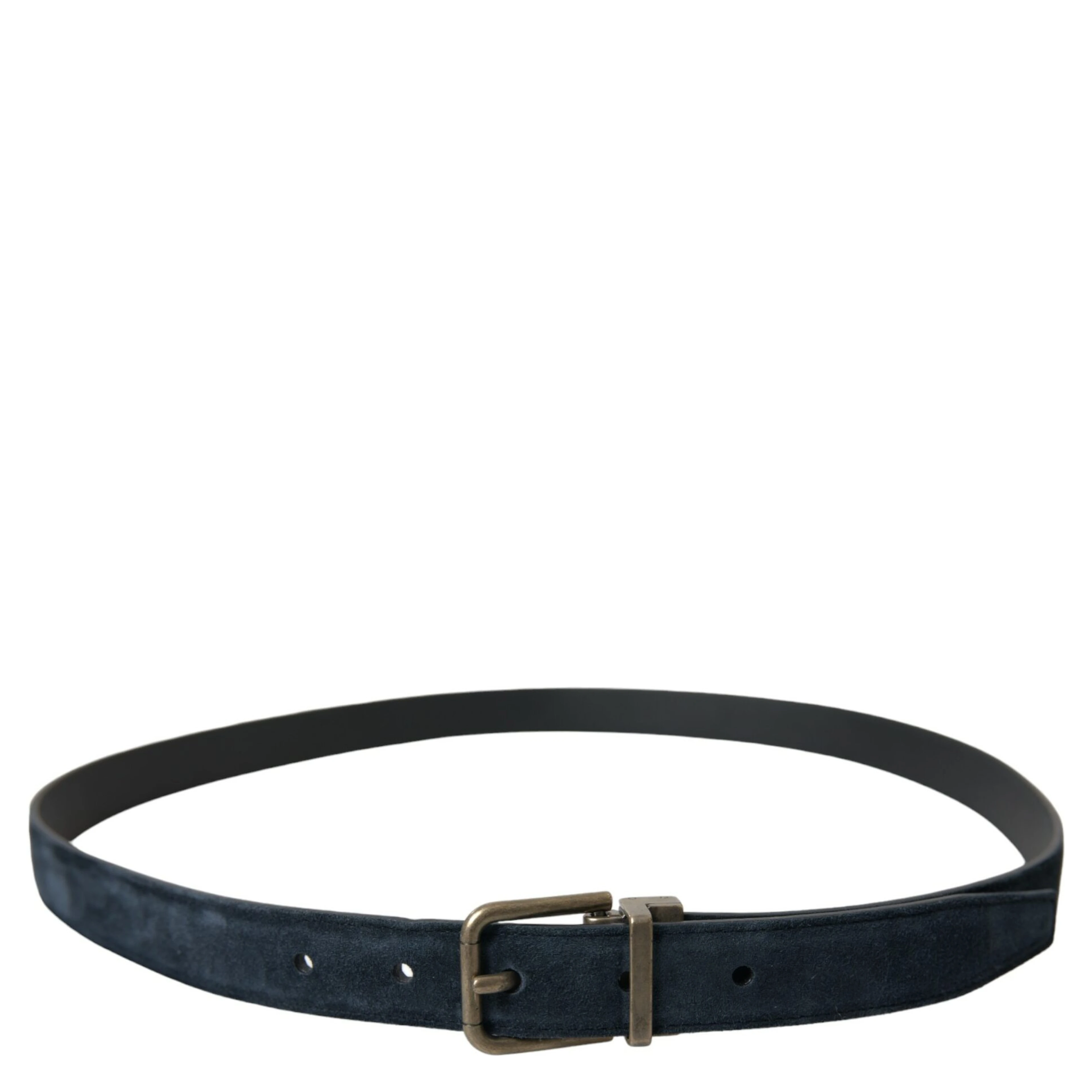 Blue Suede Leather Gold Metal Buckle Belt