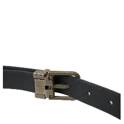 Blue Suede Leather Gold Metal Buckle Belt