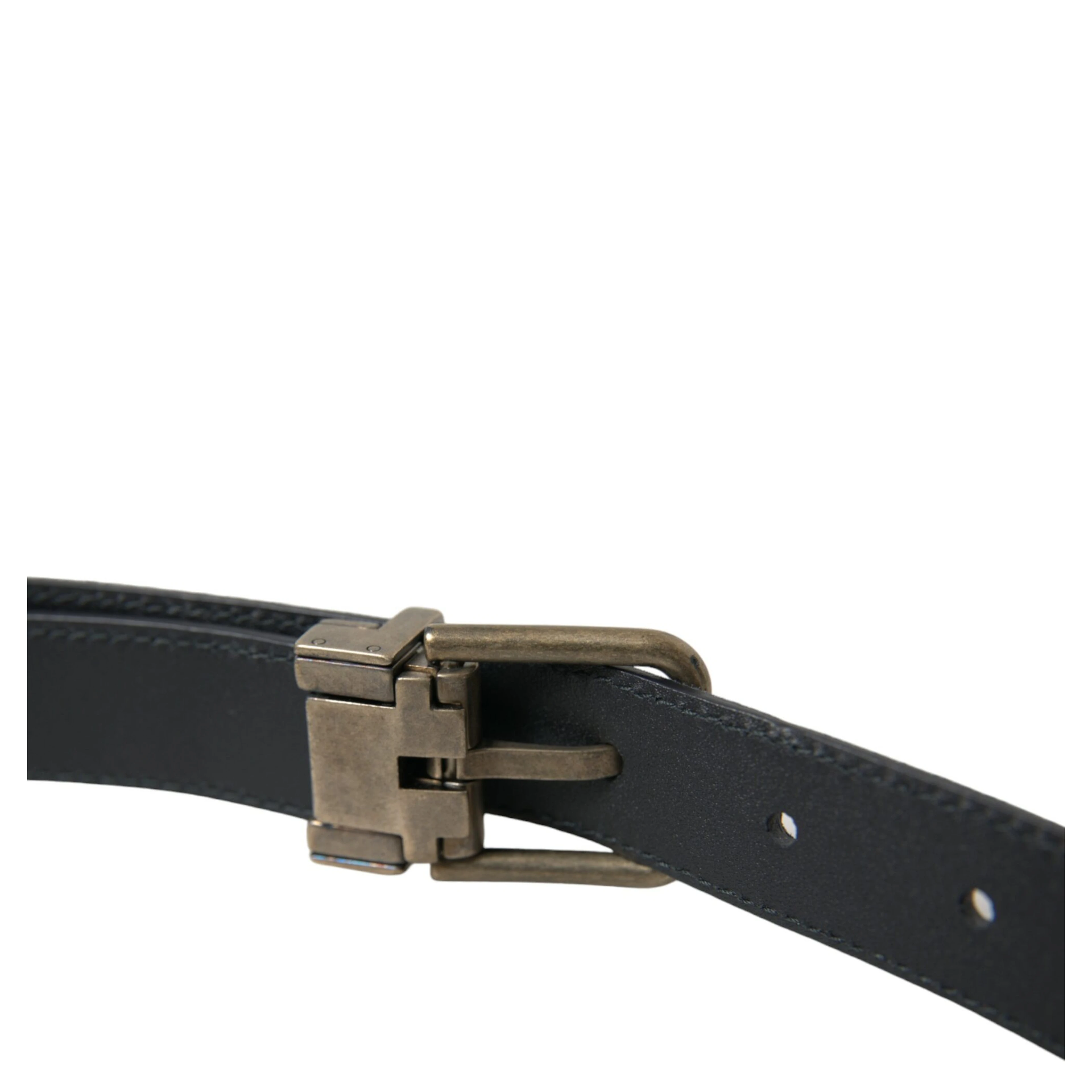 Blue Suede Leather Gold Metal Buckle Belt