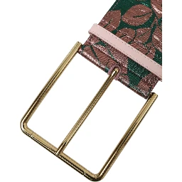 Multicolor Floral Jacquard Lurex Gold Buckle Belt