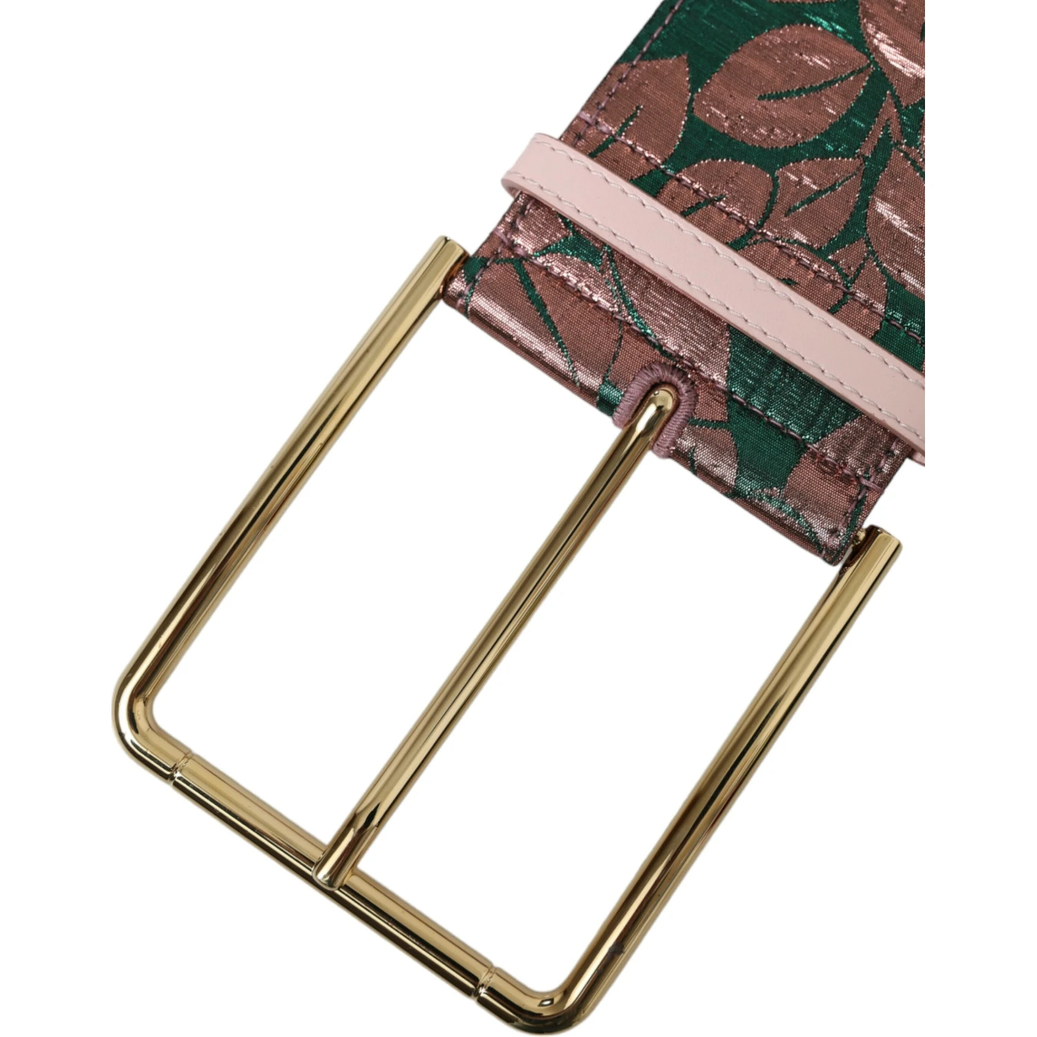 Multicolor Floral Jacquard Lurex Gold Buckle Belt