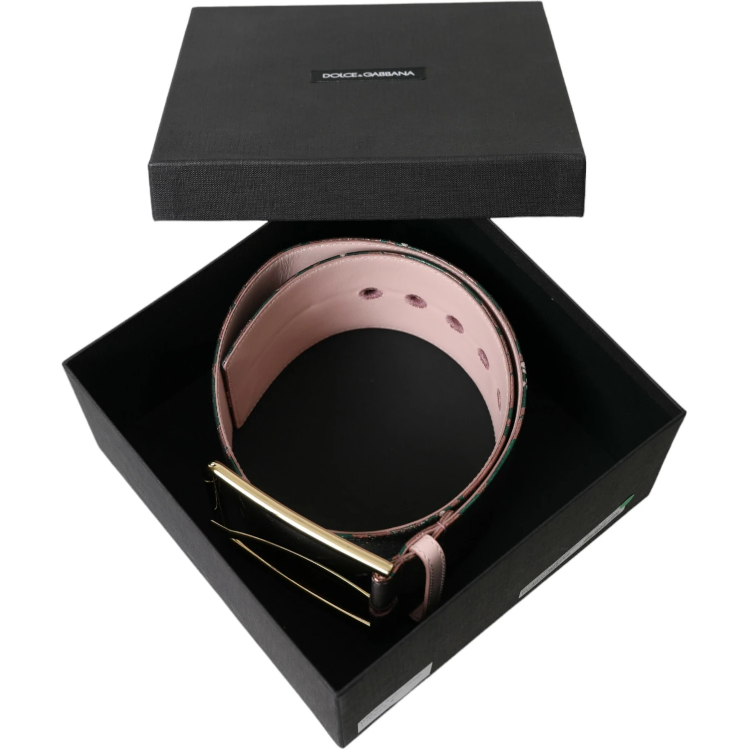 Multicolor Floral Jacquard Lurex Gold Buckle Belt