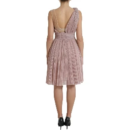 Light Lilac Pleated Lame Tulle One Shoulder Dress