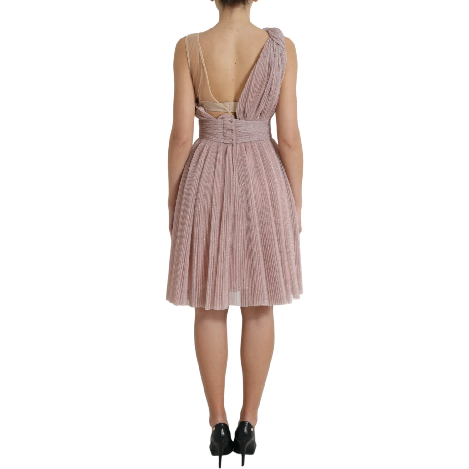 Light Lilac Pleated Lame Tulle One Shoulder Dress