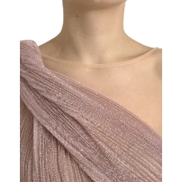 Light Lilac Pleated Lame Tulle One Shoulder Dress