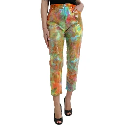 Multicolor Tie Dye Sequined High Waist Cropped Pants