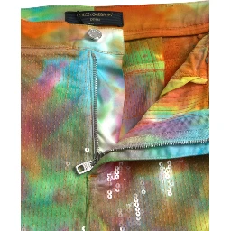 Multicolor Tie Dye Sequined High Waist Cropped Pants