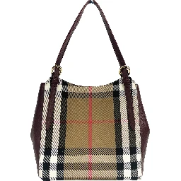 Small Canterby Mahogany Leather Check Canvas Tote Bag Purse