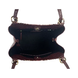 Small Canterby Mahogany Leather Check Canvas Tote Bag Purse