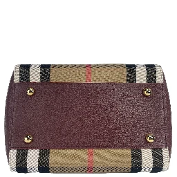 Small Canterby Mahogany Leather Check Canvas Tote Bag Purse